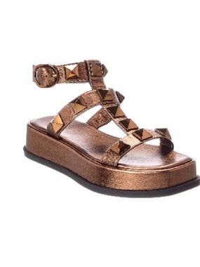 Valentino Metallic Bronze Studded Platform Sandals